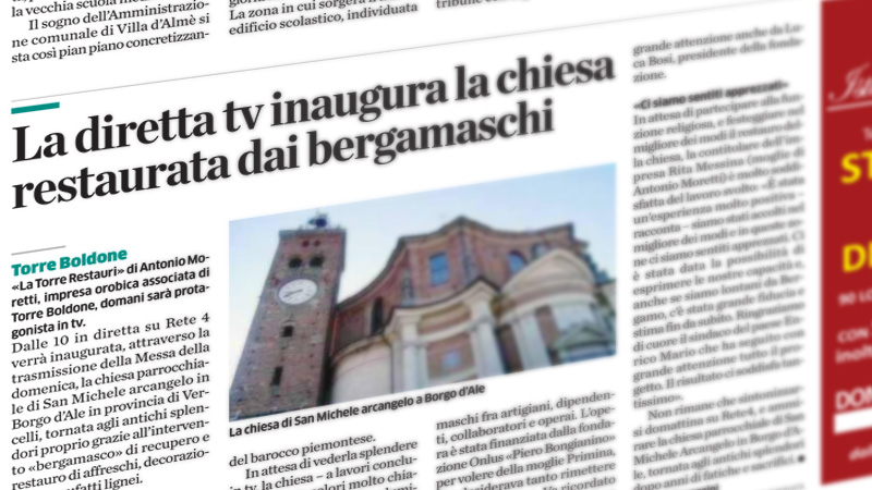 La chiesa restaurata su “L’eco di Bergamo”